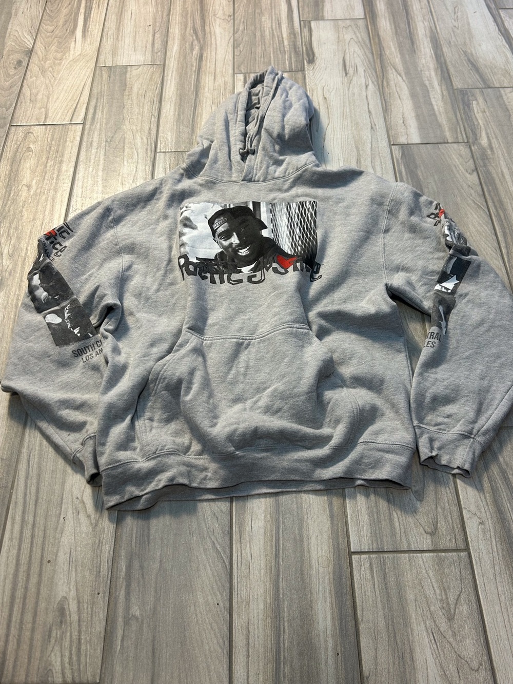 Poetic Justice Tupac Gray Pullover Hoodie Graphics Hip Hop Rap Streetwear Large